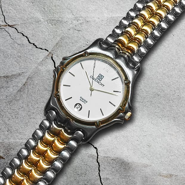 Givenchy 지방시 90s 실버 골드 트라이벌 빈티지 쿼츠 시계