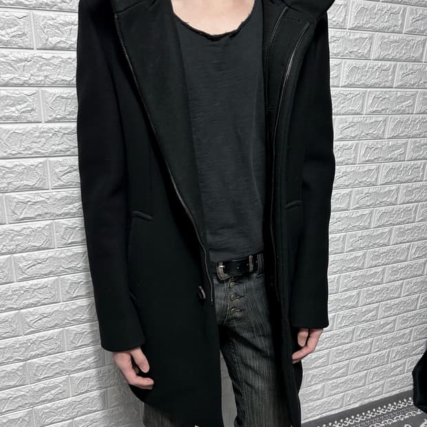 시스템 캐리미어 블렌드 하이넥 코트