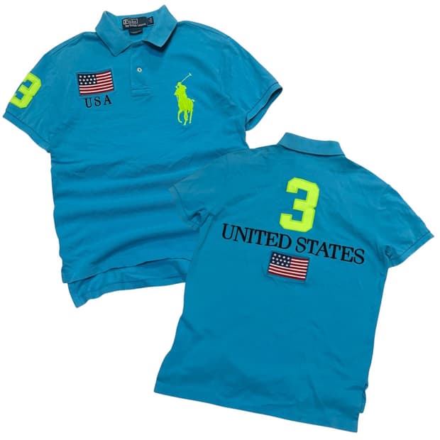 폴로 빅포니 USA 성조기 치프키프 카라티 아쿠아블루