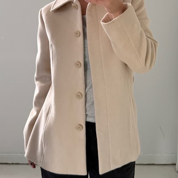 일본빈티지 크림 울 앙고라 숏코트