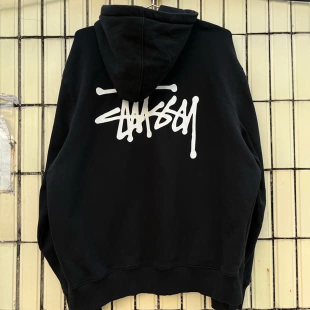 [L]스투시 빅로고 베이직 후드집업 블랙