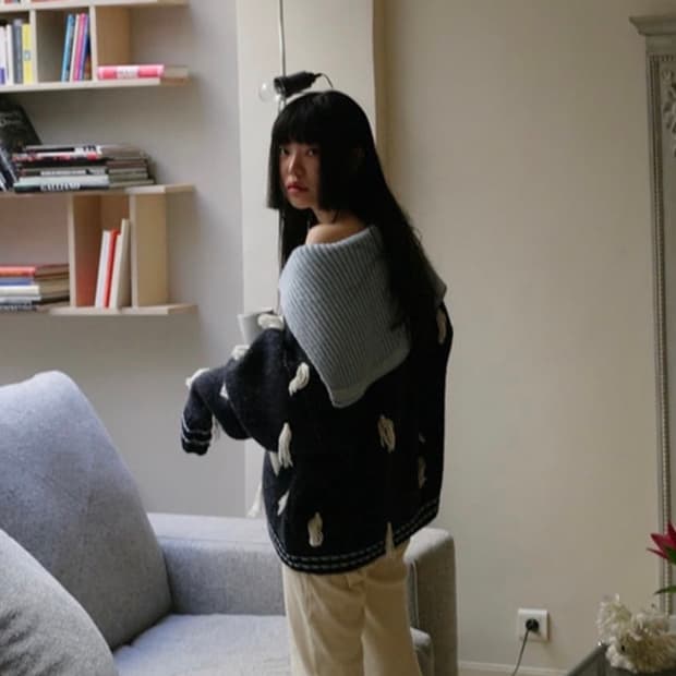 프레클 니트 퍼 울 후디