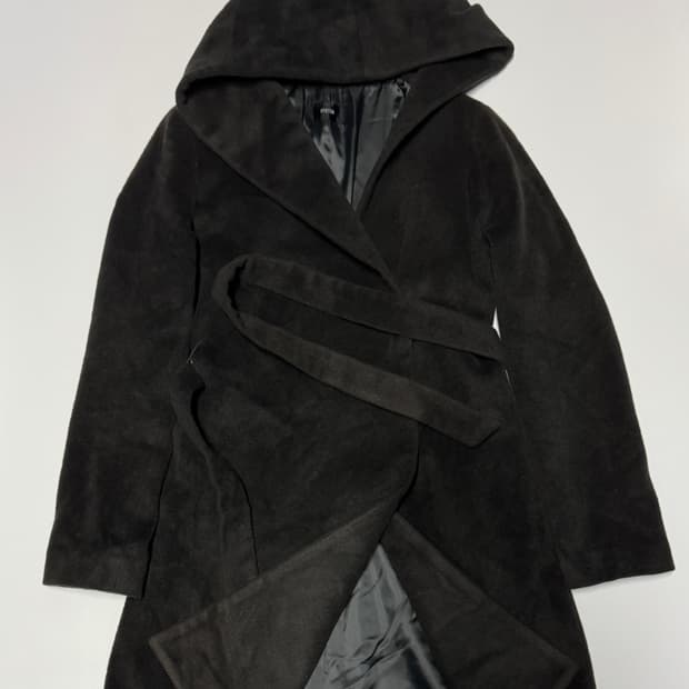 여성 한섬 시스템 벨티드 울 후드 코트 55 다크브라운