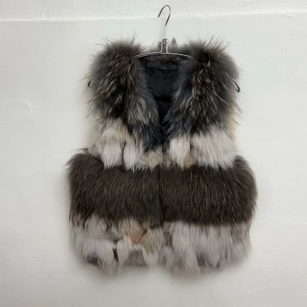 빈티지 퍼 조끼 자켓