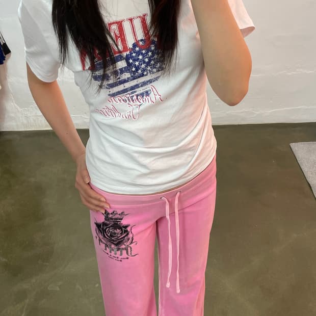 쥬시꾸뛰르 핑크 벨벳 트레이닝 팬츠