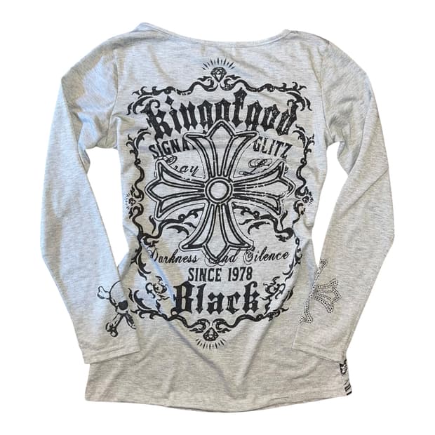 십자 프린팅 큐빅 긴팔티 펑크y2k갸루