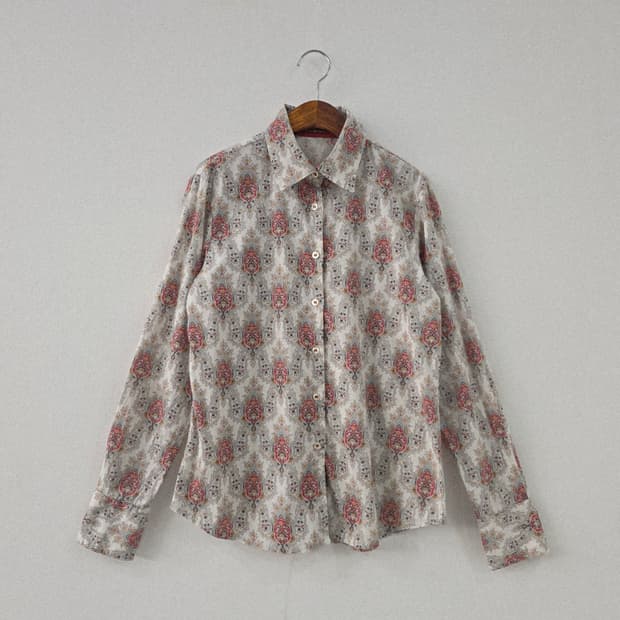 에스닉 페이즐리 패턴 코튼 셔츠