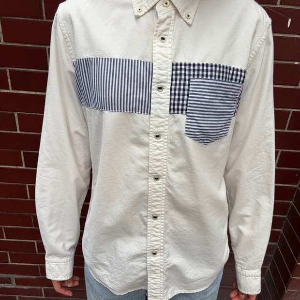 Kearney House 믹스 스트라이프 패치 옥스포드 셔츠