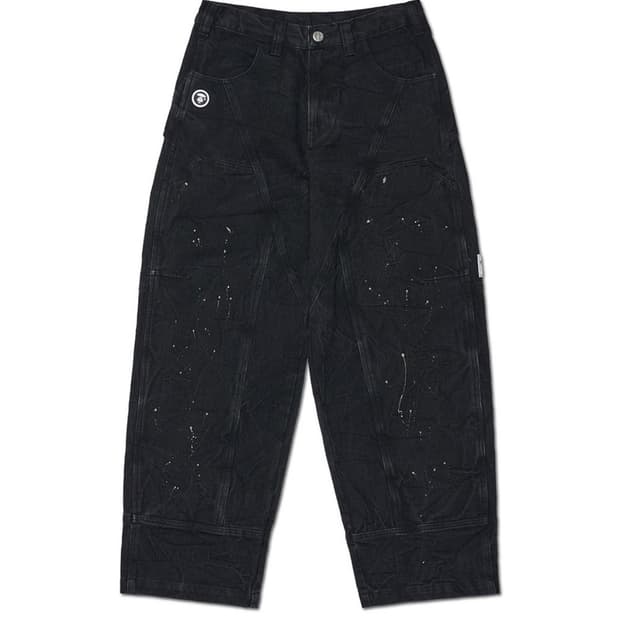 노매뉴얼 x 에이프 더블니 데님 팬츠