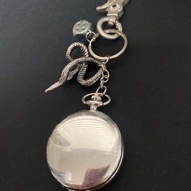 실버 포켓워치 키링