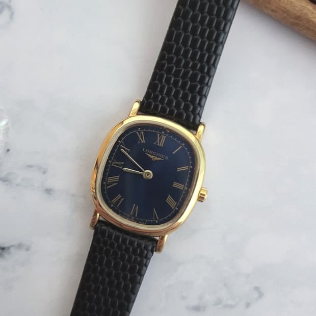 정품 론진 네이비 다이얼 쿼츠 드레스워치