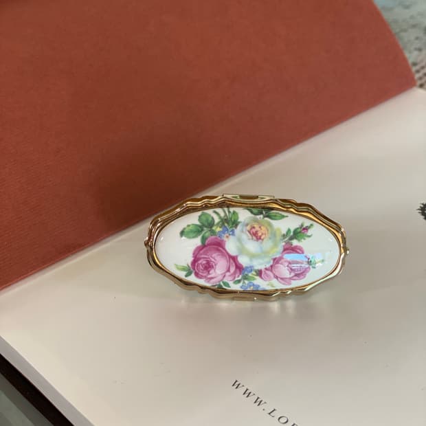 빈티지 도자기 립스틱 거울 홀더 콤팩트 