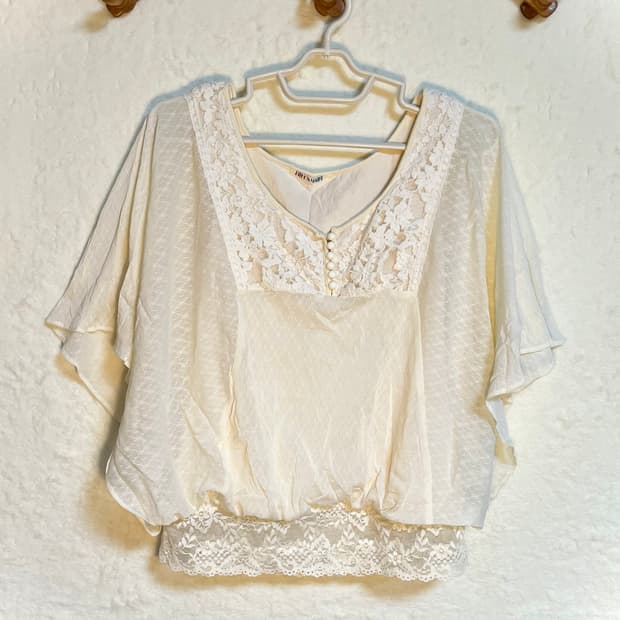 빈티지 모리걸 레이스 벌룬핏 가오리핏 블라우스 