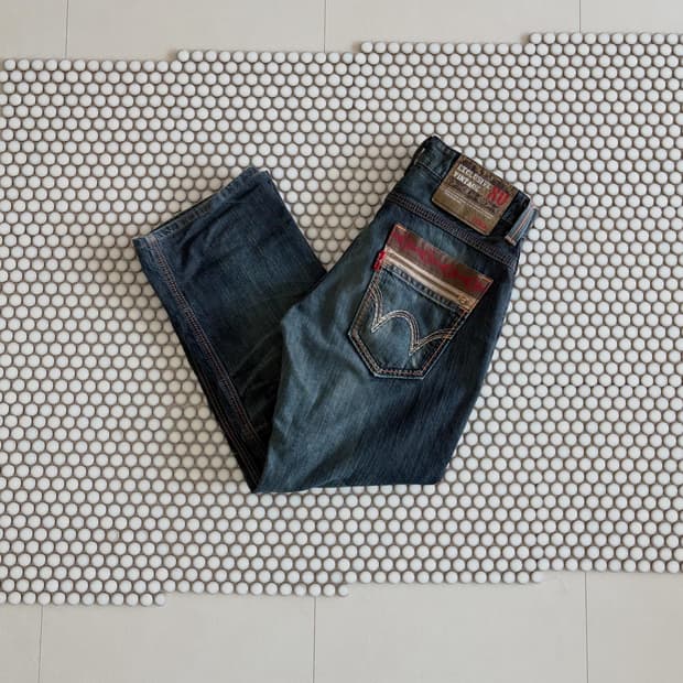 edwin) ethnic patch vintage jeans