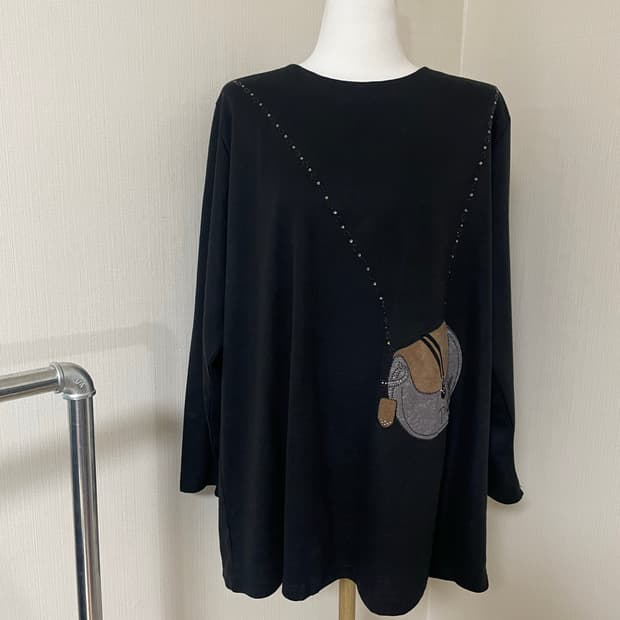 큐빅 가방 프린팅 루즈핏 롱티