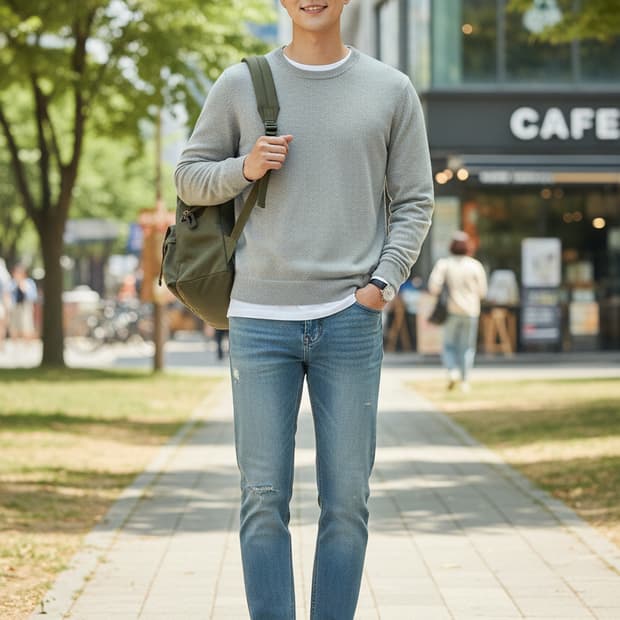 쿠어(COOR) 캐시미어 혼방 라운드 니트