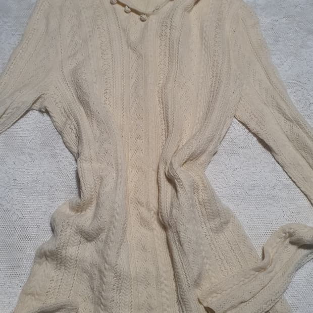 [빈티지] 아이보리 니트 긴팔 블라우스