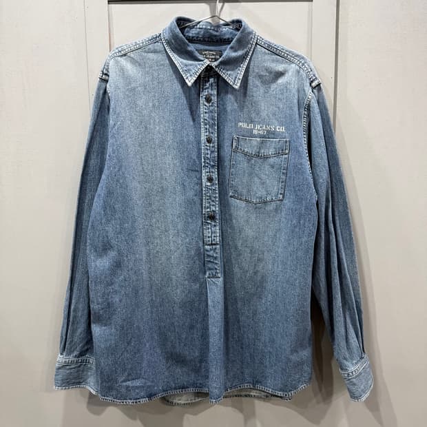 L 폴로 진스 랄프로렌 00s 빈티지 아노락 풀오버 데님 셔츠 청남방