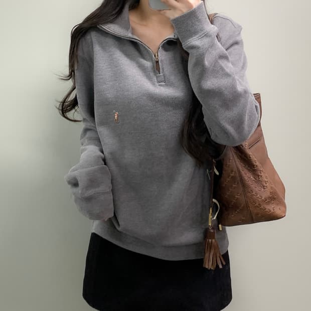 폴로 반집업 니트 