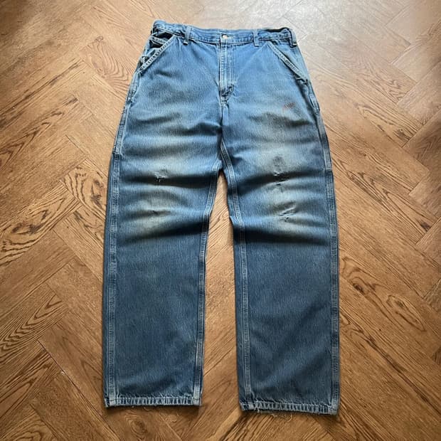 [36]칼하트 USA 덩가리핏 빈티지 워싱 싱글니 카펜터 워크 데님 팬츠