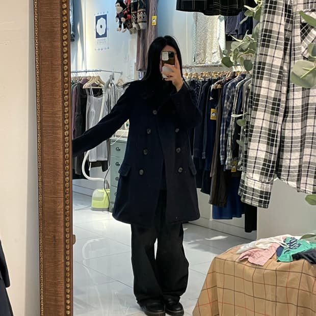 일본빈티지 네이비 더블코트