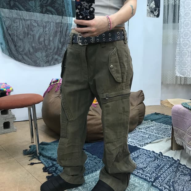 Dohc 빈티지 자수 카고팬츠 