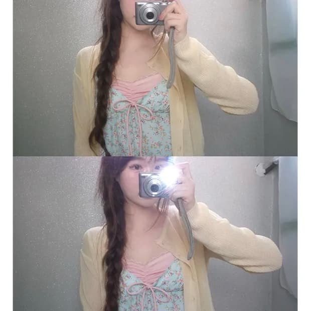 에이블리 오무트 가든 골지 가디건 옐로우 지그재그무신사모리걸오헤시오코이세