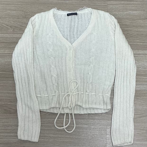 브랜디멜빌 아이보리 레이스 리본 가디건