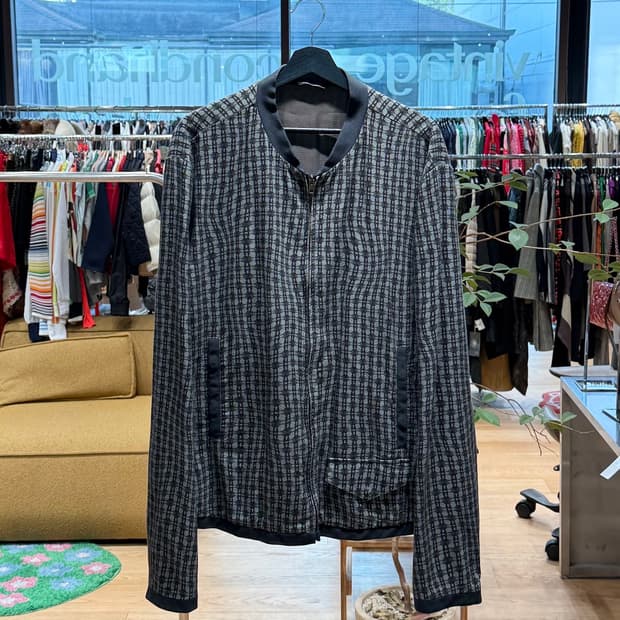 돌체앤가바나 차콜 패턴 레이온 봄버 자켓 