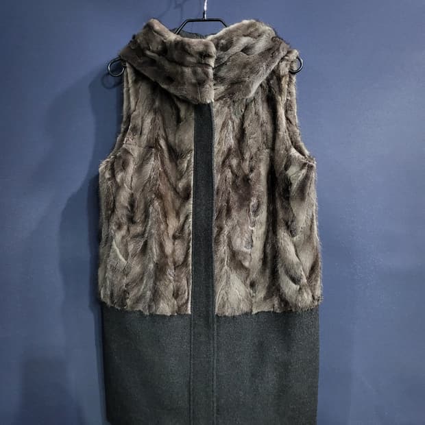 macaw 마코 천연밍크 후드베스트