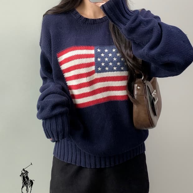 폴로 성조기 니트
