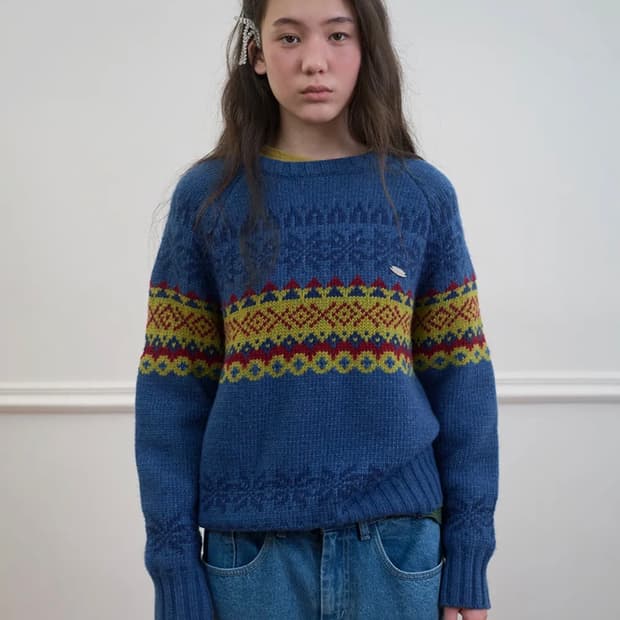 노컨텐츠 267. 노르딕 패턴 스웨터 _ 블루