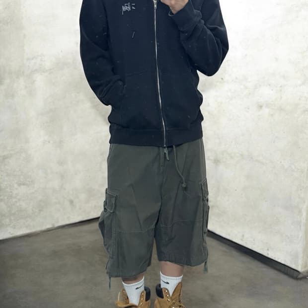 00s 미국생산 스투시 검회 베이직 후드집업