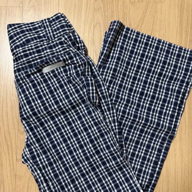 unknown blue 체크 부츠컷 팬츠 S