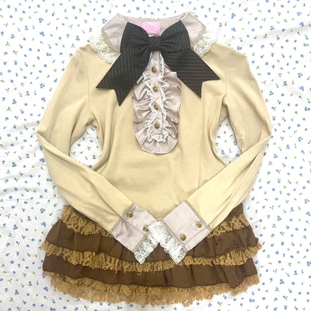angelic pretty 엔젤릭프리티 라떼갸루 빅리본 로걀탑 리즈리사