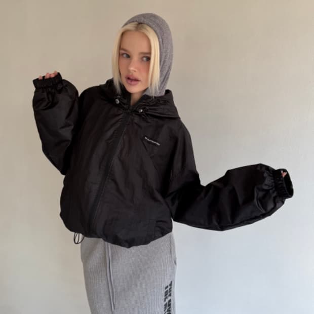 미스테리어스호텔 crop wrinkle windbreaker