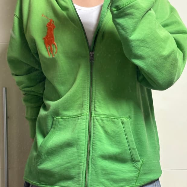 폴로 빅포니 후드집업 연두