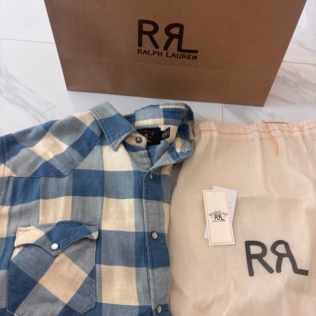 RRL 슬림핏 플래드 트윌 웨스턴셔츠 