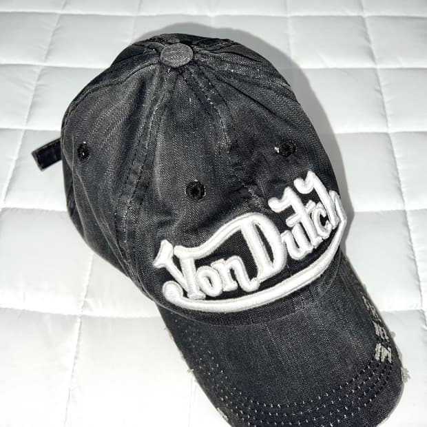 y2k 펑크 빈티지 본더치 vondutch 데님 워싱 청 볼캡 모자