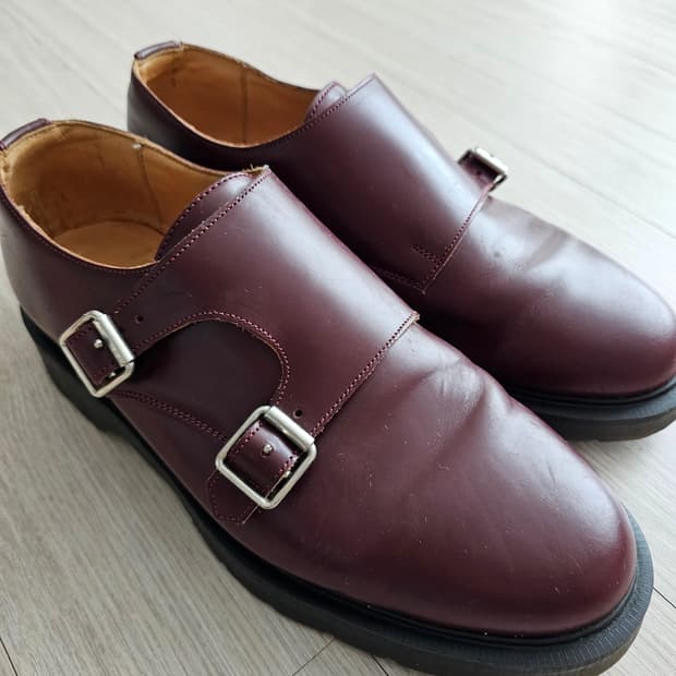Solovair 솔로베어 더블버클 남성용 버건디 가죽로퍼