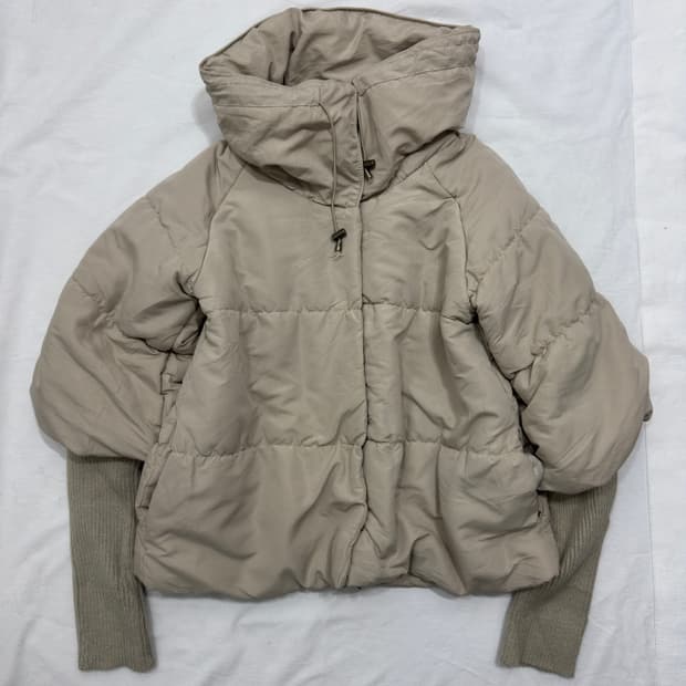 knit detail padding jacket 