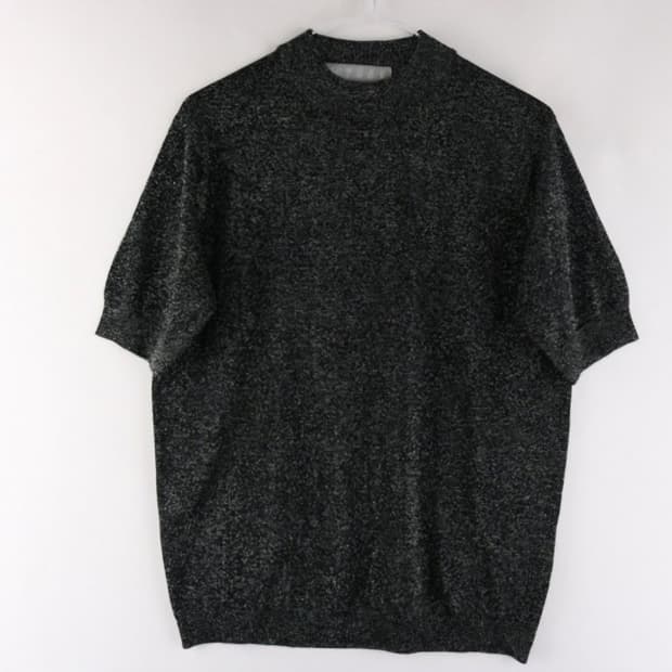 YOHJI YAMAMOTO워크샵 반팔 니트 (블랙/메탈릭)