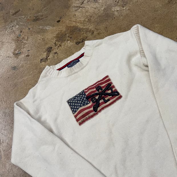 폴로 진스 컴퍼니 성조기 화이트 니트 