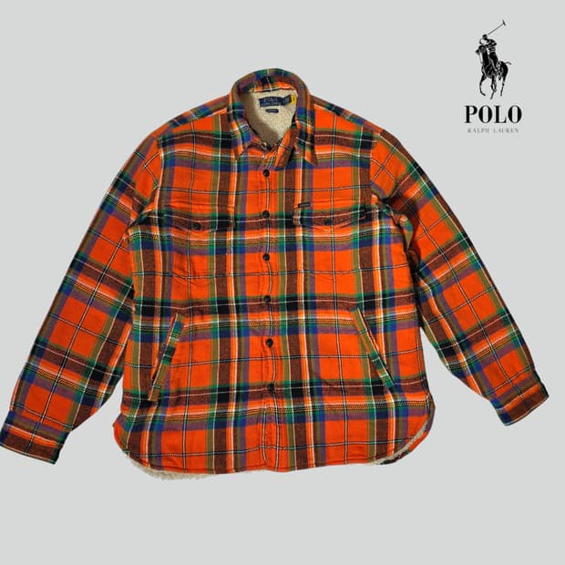 [M]폴로 랄프로렌 셰르파 체크 셔츠 자켓(QR정품인증)