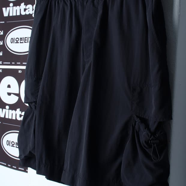(L-XL) 자라 반바지 팬츠 카고 밴딩 블랙 폴리-P9932
