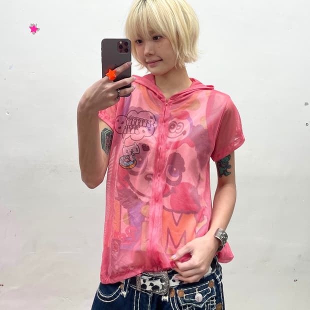 Betty Blue Pink Mesh Hoodie T-Shirt
