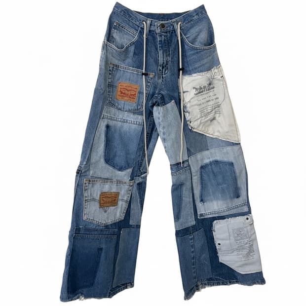 💙미친핏🩵리바이스 리메이크 패치워크 데님 팬츠💙