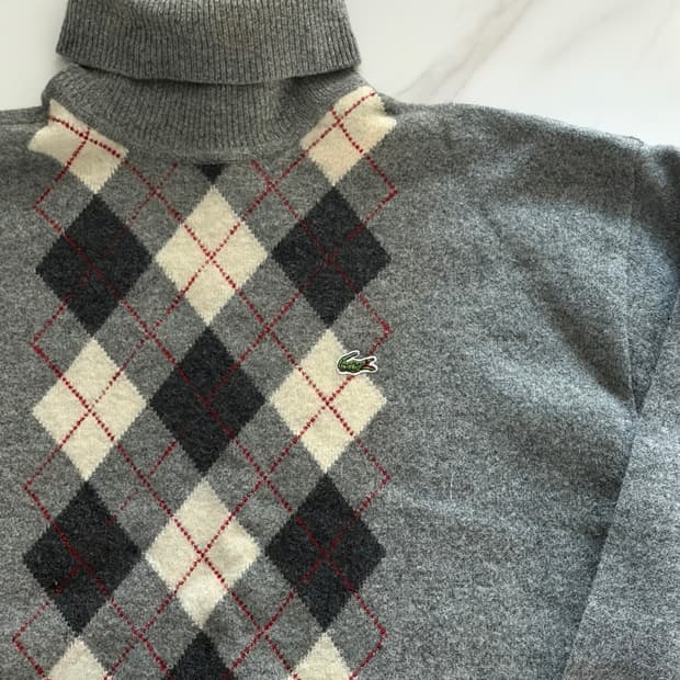 라코스테 아가일 패턴 목 니트 L 100