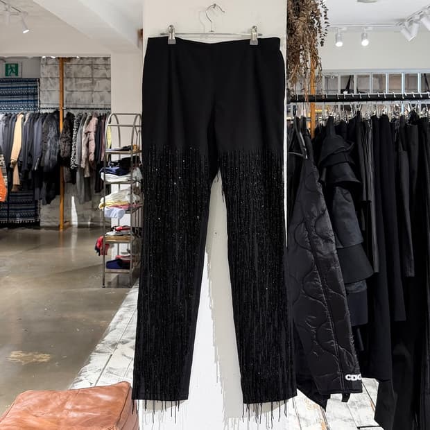 메종 마르지엘라 블랙 크리스탈 스트레이트 팬츠