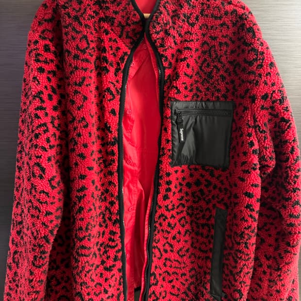 슈프림 레드 레오파드 리버시블 플리스 자켓 XL